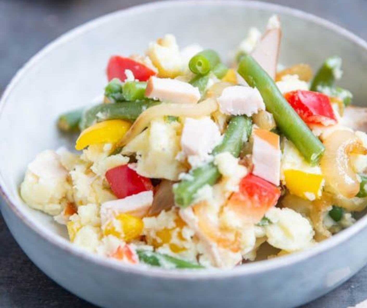 Stamppot met sperziebonen en gerookte kipfilet
